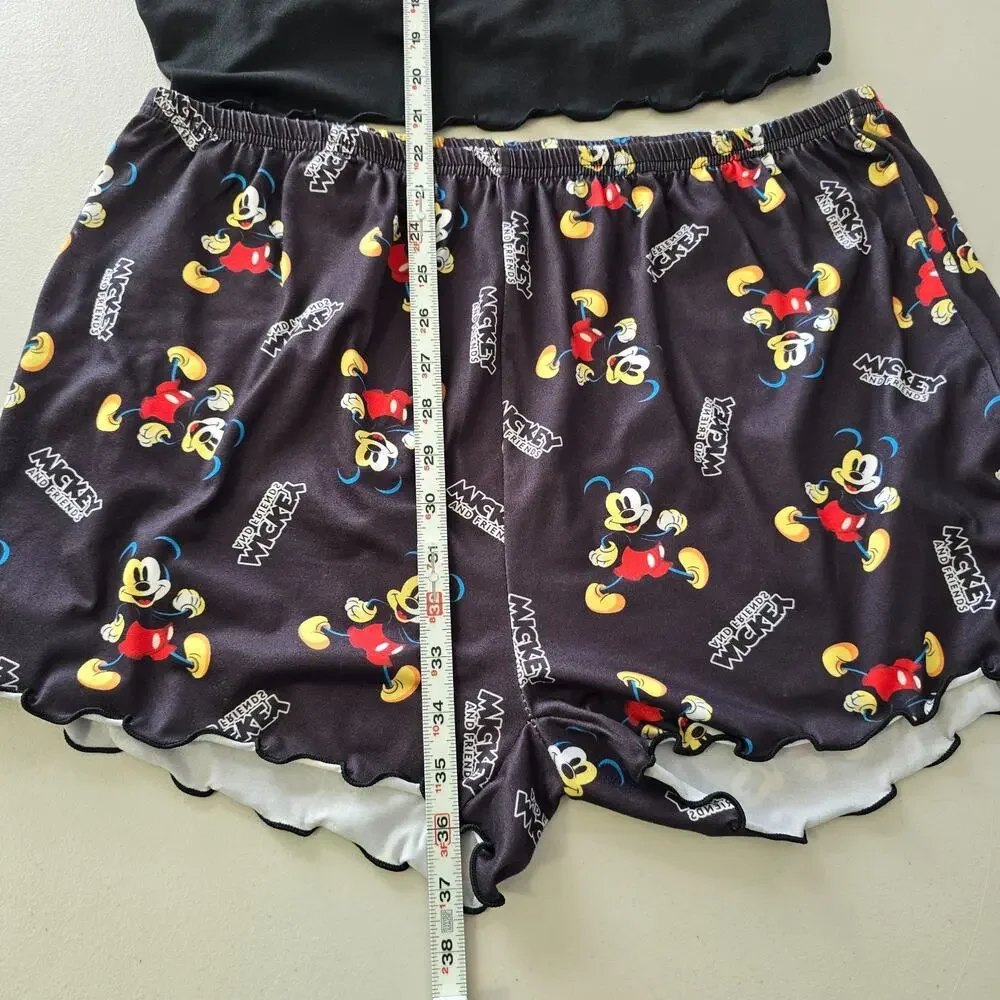 Disney Mickey Mouse & Friends Shorts & Tank Pajama Lounge Set Women's XXL Black - Picture 11 of 16